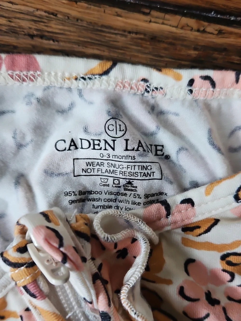 Caden Lane Cream Floral Ruffle Zip Footie in Pink & Yellow 0-3 Months
